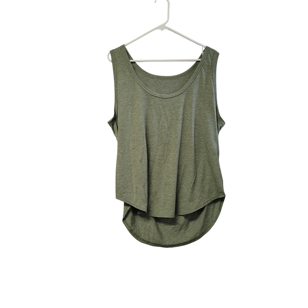 Unbranded Green Heathered Sleeveless High Low Tank Top